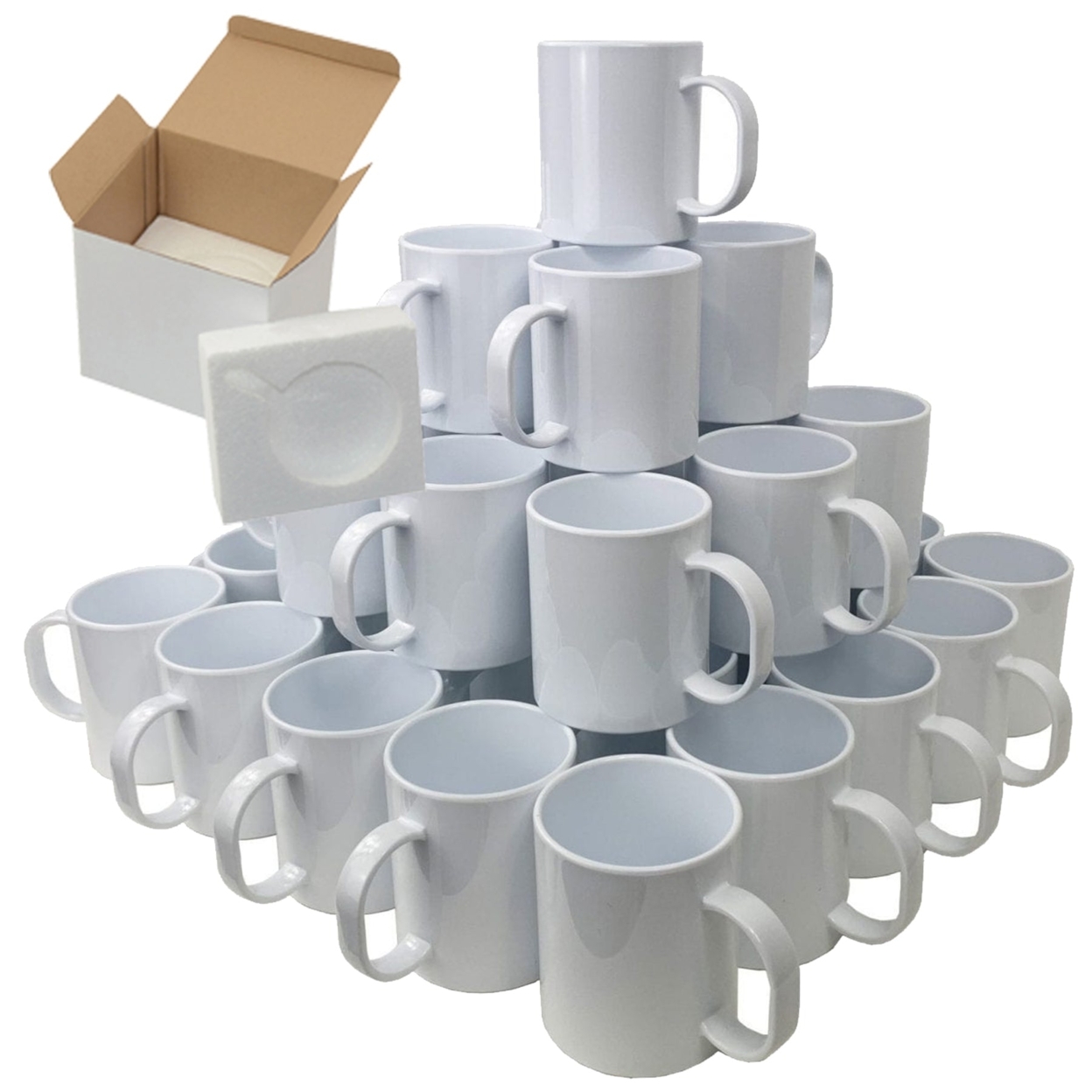 MUGSIE 24 Pcs 15oz Sublimation Mugs With Gift Mug Box. Mugs - Cardboard Box  with Foam Supports